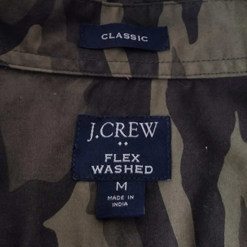 J. Crew Men's Camouflage Flex Washed Short Sleeve Casual Button Down Shirt Sz M